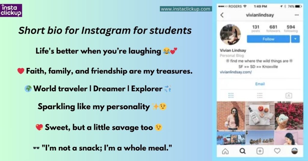 Short bio for Instagram for students