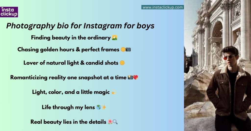 Photography bio for Instagram for boys