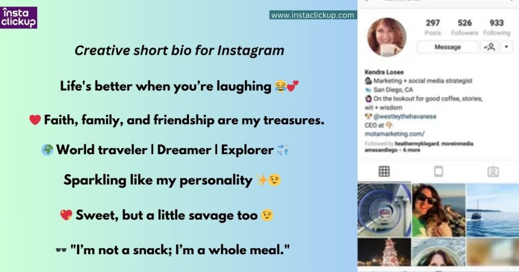 Creative short bio for Instagram