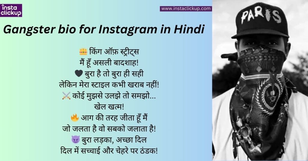 Gangster bio for Instagram in Hindi