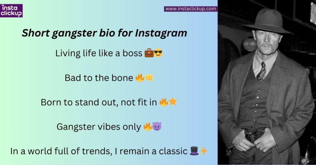 Short gangster bio for Instagram