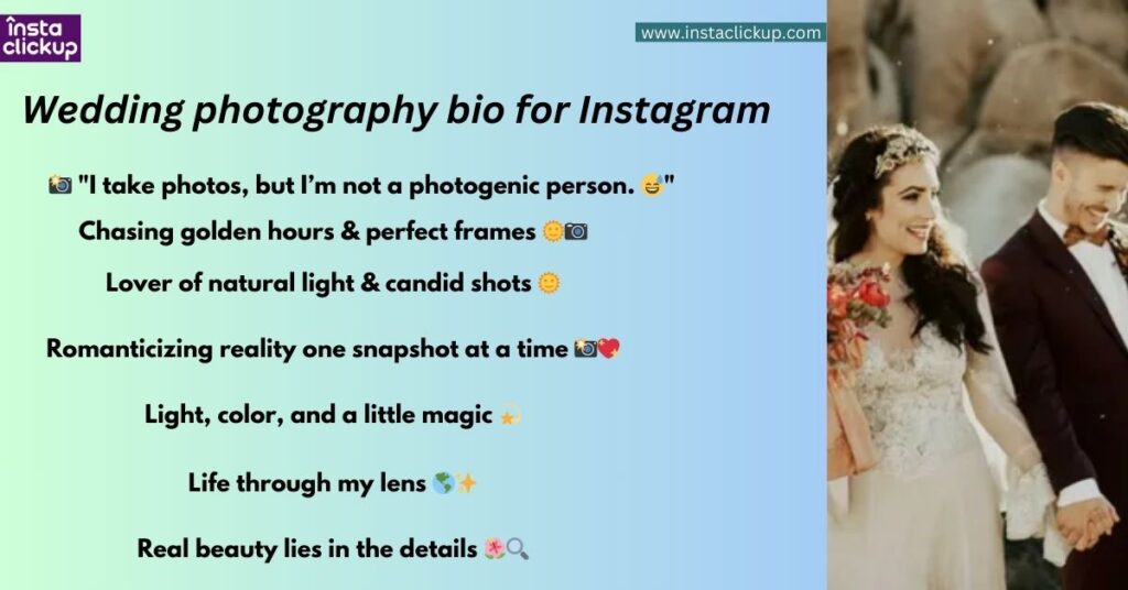 Wedding photography bio for Instagram