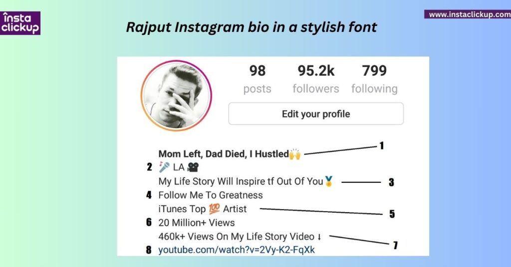 Rajput Instagram bio in a stylish font