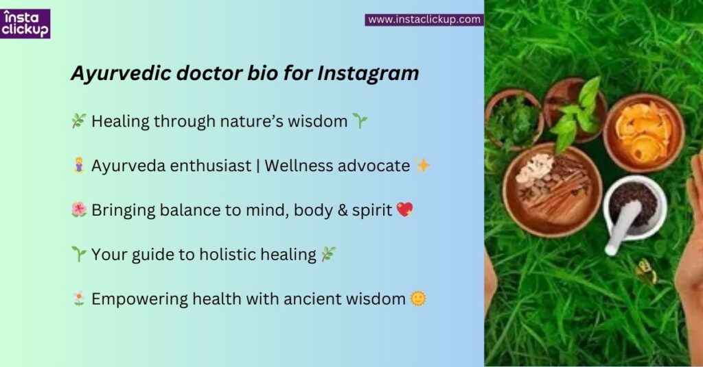 Ayurvedic doctor bio for Instagram