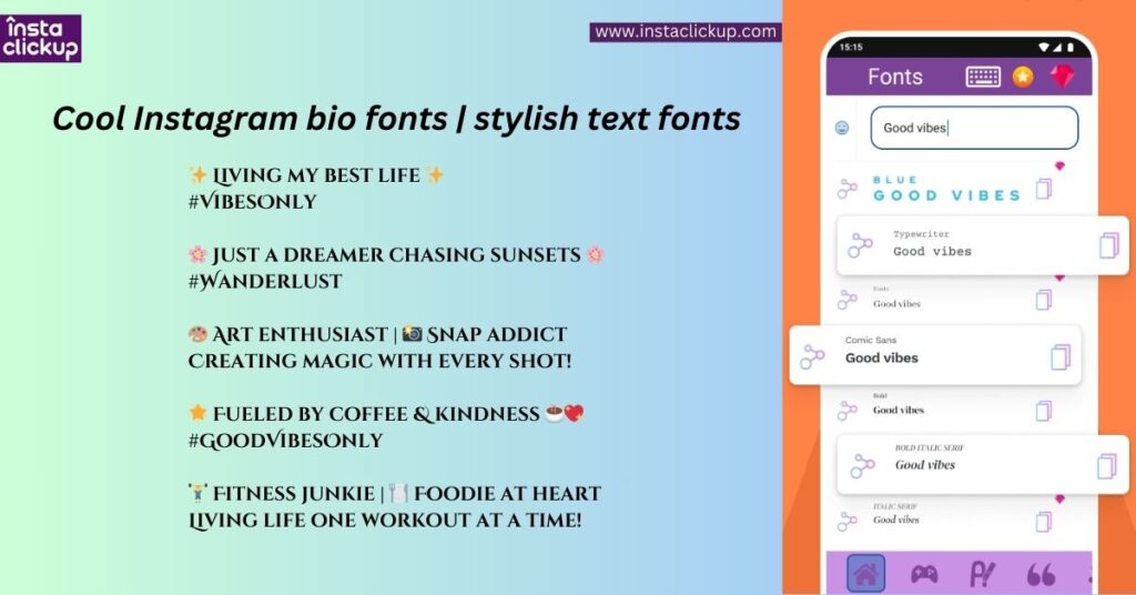 Cool Instagram bio fonts | stylish text fonts