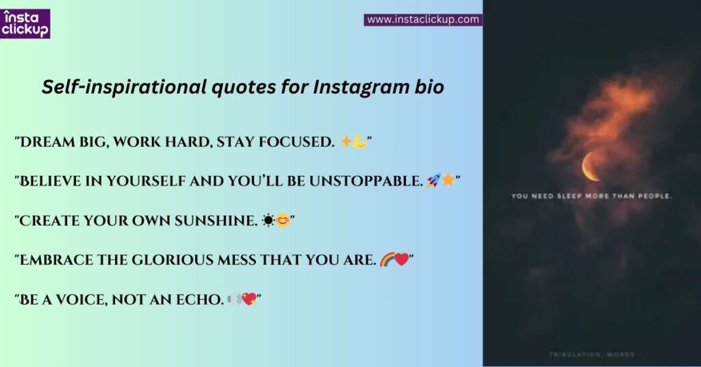 Self-inspirational quotes for Instagram bio