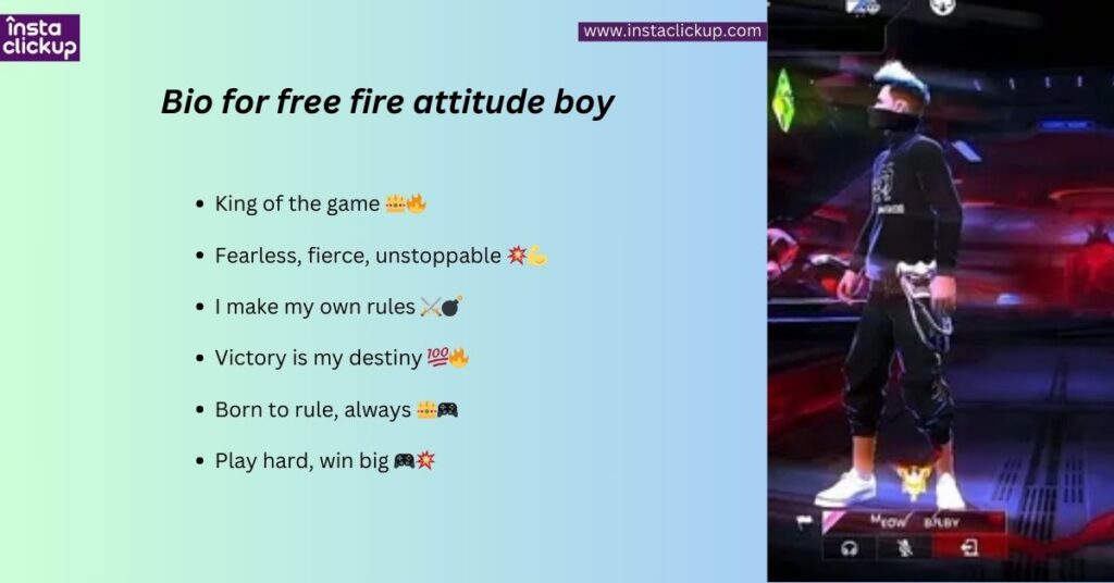 Bio for free fire attitude boy