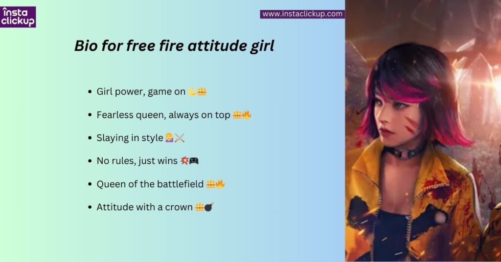 Bio for free fire attitude girl