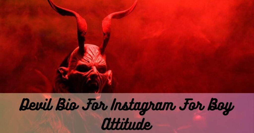 Devil Bio For Instagram For Boy Attitude